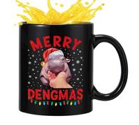 Poupangke Tasses de Noël, tasse de café de Noël | Tasse à café en céramique à motif hippopotame de 350 ml | Tasses à thé, tasses à lait pour le petit déjeuner, tasses d'eau potable pour café, thé,