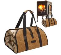 Poupangke Transporteur De Bois De Chauffage, Sac De Rangement Robuste pour Bûches De Cheminée, Sac Intérieur Accessoires pour Poêle À Bois, Accessoires De Cheminée avec Poignées pour Le Camping