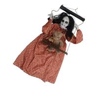 Poupée à suspendre hantée activée par la voix avec sons et yeux lumineux pour la cour Halloween, facile à installer, poupée animatronique d'Halloween