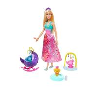 Barbie Dreamtopia Coffret Bébés Dragons avec poupée Princesse, Figurines bébés Dragons, lit balancelle et Accessoires, Jouet pour Enfant, GJK51