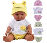 Poupée Africaine En Vinyle Souple Et Réaliste Pour Nouveau-Né, Avec 3 Ensembles De Costumes