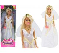 Poupée Anlily en robe de mariée Bouquet de mariée Couronne Collier