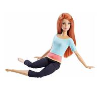 Poupée articulée Barbie Made to Move Fitness ultra flexible rousse avec haut bleu - 22 points d'articulations