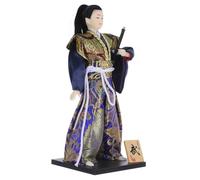 Poupée Asiatique Guerrier Japonais Figurine Décorative Artisanale | Écume, Tissu, ABS et Bois, Style Traditionnel Japonerie, Décor pour Tables de Chevet, Présent Anniversaire Noël