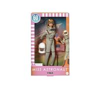Barbie Poupée Astronaute de Mattel à Collectionner avec Costume argenté, Bottes spatiales et Casque, Reproduction Vintage de 1965, JBJ48