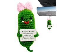 Poupée Au Crochet De Cornichon Positif - Figurine Douce, Mascotte Humoristique | Cornichon en Laine Tissée avec Carte Inspirante, Décoration Originale Transmettant De L'encouragement dans Les Mo