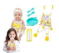 Poupée avec ensemble de poussette, poupée avec poussette, poupée set pour fauteuil pour enfants accessoires pour poupées pour enfants | Ensemble de jeu de poupées de 10 pouces avec accessoires pour