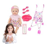 Poupée avec Une Poussette, poupée avec Poussette, Poussette de poupée Ensemble pour Les Tout-Petits Chaise de Salle à Manger pour Accessoires de poupée | Ensemble de Jeux de poupées de 10 pouc