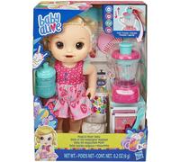 Poupée Baby Alive Mixer Magique - Milkshake Fraise avec Accessoires, Cheveux Blonds, Rose, Dès 3 Ans