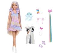 Poupée - BARBIE - Barbie Chevelure de Rêve - Cheveux pailletés - 8 accessoires coiffure - Robe supplémentaire
