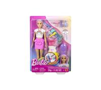 Poupée Barbie Barbie Chevelure Pailletée Cheveux multicolores scintillants, tenue arc-en-ciel, accessoires de coiffure, rose