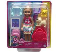 Barbie Coffret poupée Chelsea en Voyage – 1 chiot, 6 éléments dont un sac de transport – HJY17