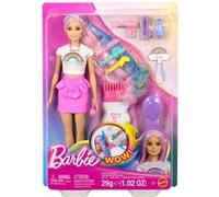 Barbie Poupée Chevelure Arc-en-Ciel Paillettes - Cheveux extra-longs colorés, 12 accessoires JJP07