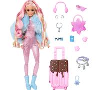 Poupée Barbie de voyage avec vêtements d'hiver, Barbie Extra Fly, combinaison rose scintillante et manteau en Fourrure artificielle