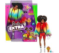 Poupée Barbie Extra avec afro et veste arc-en-ciel, animal de compagnie inclus
