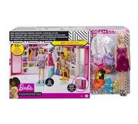 BARBIE - Barbie et son Dressing de Luxe - 4 habillages complets + de 25 accessoires - Rose