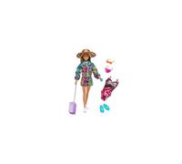 Poupée - Barbie Holiday Fun - cheveux blonds méchés - sac de voyage inclus - maillot de bain et accessoires d'été