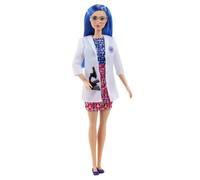 Poupée Barbie Scientifique - Barbie - Poupée avec chevelure bleue - Robe chimie - Microscope