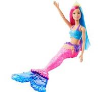 Barbie Poupée sirène Dreamtopia GJK08 avec diadème cheveux roses et bleus neuve