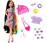 Poupée Barbie Totally Hair (cheveux noirs/colorés), accessoires de coiffure inclus