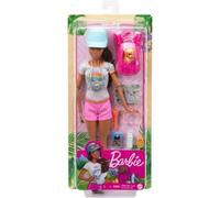 Barbie Coffret Bien-Être Part en Randonnée, poupée Brune avec Chiot, Sac à Dos pour Porter Le Chien, Appareil Photo et Plus, Jouet Enfant, Dès 3 Ans, HNC39