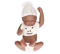 Poupée bébé en silicone réaliste de 10 pouces, poupée douce pour nouveau-né garçon avec de beaux vêtements, membres mobiles flexibles, jouet amusant pour enfants, tout-petits et (Garçon noir de 10