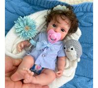 Poupée bébé Fille Corps Entier en Silicone Souple, avec Cheveux implantés, Bouche ouvrable pour Le biberon, Lavable, Toucher réaliste, Yeux Bleus - Un Cadeau Ravissant pour Les Petites Filles.