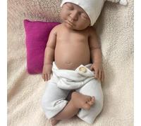 Poupée bébé réaliste en Silicone Non Peinte de 55 cm - Fille endormie, Peau foncée, anatomiquement correcte et Flexible, pour Artistes et Amateurs de créations Artisanales