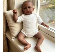 Poupée bébé Reborn Noire lonienne de 24 Pouces avec Un Corps câlin et Doux (Yeux Bruns)