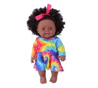 Poupée Bébé Renaissance 30cm Poupée Fille Noire Africaine Cheveux Bouclés Jouet Réaliste de Bébés Enfant