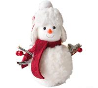 Poupée bonhomme de neige à suspendre en mousse avec texture tricotée douce et style européen, adaptée pour créer une atmosphère chaleureuse de vacances (taille S)