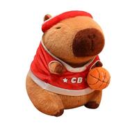 Poupée Capybara rembourrée - 23 cm - Grand jouet animal de dessin animé en peluche - Figurines de maillot de basketball - Écran doux - Pour enfants, filles, chambres d'enfants, voitures, bureaux