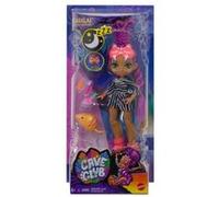 Mattel Poupée articulée Cave Club Pyjama Party Roaralai cheveux violets, masque, 3 accessoires GTH02
