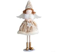 Poupée d'ange debout en peluche douce pour Noël, décoration d'arbre et décoration de maison de vacances avec matériau en tissu (kaki)