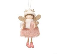 Poupée d'ange en peluche blanche de 15 cm pour décoration de sapin de Noël | Matériau en peluche douce, taille compacte de 15 cm, design plume blanche, boucle de suspension pour arbre, ambiance festive