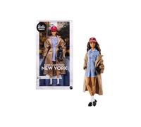 Poupée de collection - BARBIE - @Barbie Style Teresa - Robe rayée bleu/blanc - Trench camel oversize - Coffret avec socle