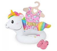 Poupée de natation licorne pour filles - HELESS - Kit 3 pièces - Maillot de bain rose et chaussons