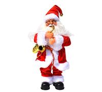 Amosfun poupée de Noël électrique père noël soufflant Saxophone Chantant la Musique poupée de Noël sans Batterie Ornement Cadeaux pour Enfants en Bas âge Enfants
