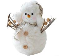 Poupée de Noël en tissu doux doré bonhomme de neige décoration de table de vacances (taille M)