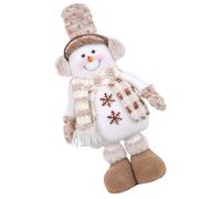 Poupée de Noël Extensible en Tissu, Ambiance Noël, Décoration de Bureau | Bonhomme de Neige Chapeau, Garniture Coton PP et Métal, Placement Facile sur Table, Étagère, Maison ou Vitrine