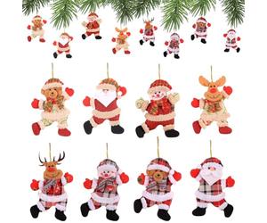 Poupée De Noël Suspendue 8 Pièces,Decoration Noel Sapi,Bonhomme De Neige,Renne,Ours Décoration De Fête Ornements à Suspendre en Tissu Mini Poupées pour Sapin Fenêtre Porte Noël