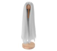 Poupée de poupée Professionnel DIY Fabriqué à Main Artisanale Soft Heat Partie médiane Longue Perruque de poupée Droite pour Une poupée Faire du matériau de Soie à Haute (Blanc Gris argenté)