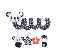 Poupée de siège auto bébé, hochet spirale à contraste noir et blanc haute sensorialité, jouet d'activité à suspendre pour poussette, pour nouveau-nés garçons et filles Noir et blanc-noir,noir et blanc