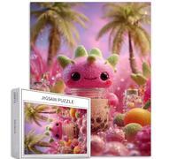 Poupée de thé au lait au fruit du dragon de 1 000 pièces pour adultes - Motif palmiers - Art de fond - Jeux d'activités familiales - Puzzle coloré pour décoration d'intérieur - Cadeaux de 50,8 x 68,6