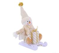 Poupée de traîneau de Noël festive avec figurines de Père Noël et de rennes, pour l'intérieur et la fenêtre pour améliorer l'ambiance de la salle de vacances pendant la saison (style bonhomme de neige
