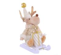 Poupée de traîneau de Noël festive avec figurines de Père Noël et de rennes, pour l'intérieur et la fenêtre pour améliorer l'ambiance de la salle de vacances pendant la saison (style cerf)