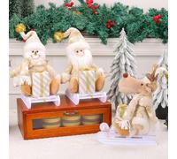 Poupée de traîneau de Noël pour intérieur et fenêtre, avec Père Noël, rennes et bonshommes de neige pour améliorer l'atmosphère festive de la maison (style bonhomme de neige)