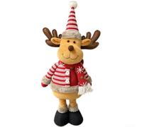 Poupée décorative de Noël debout | Figurine rétro tricotée en peluche avec chapeau et écharpe, décoration de vacances stable (renne de Noël)