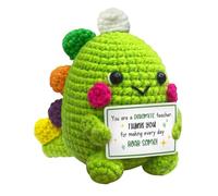 Poupée dinosaure positive au crochet, faite à la main, soutien émotionnel en peluche avec carte d'encouragement, joli cadeau inspirant pour amis décoration de bureau (remerciement)