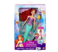 Mattel Poupée transformable Ariel Disney Princesses avec figurine Polochon et 2 diadèmes JLK19